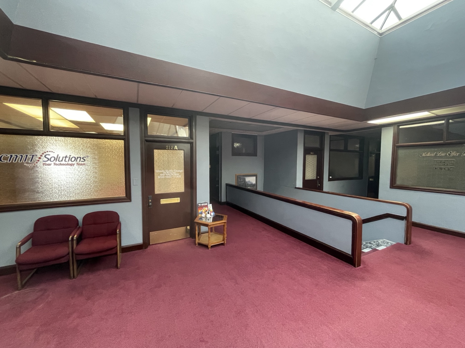 Hallway with office entrances
